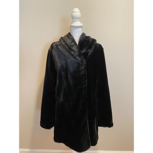 Calvin Klein Black Reversible Faux Fur Coat